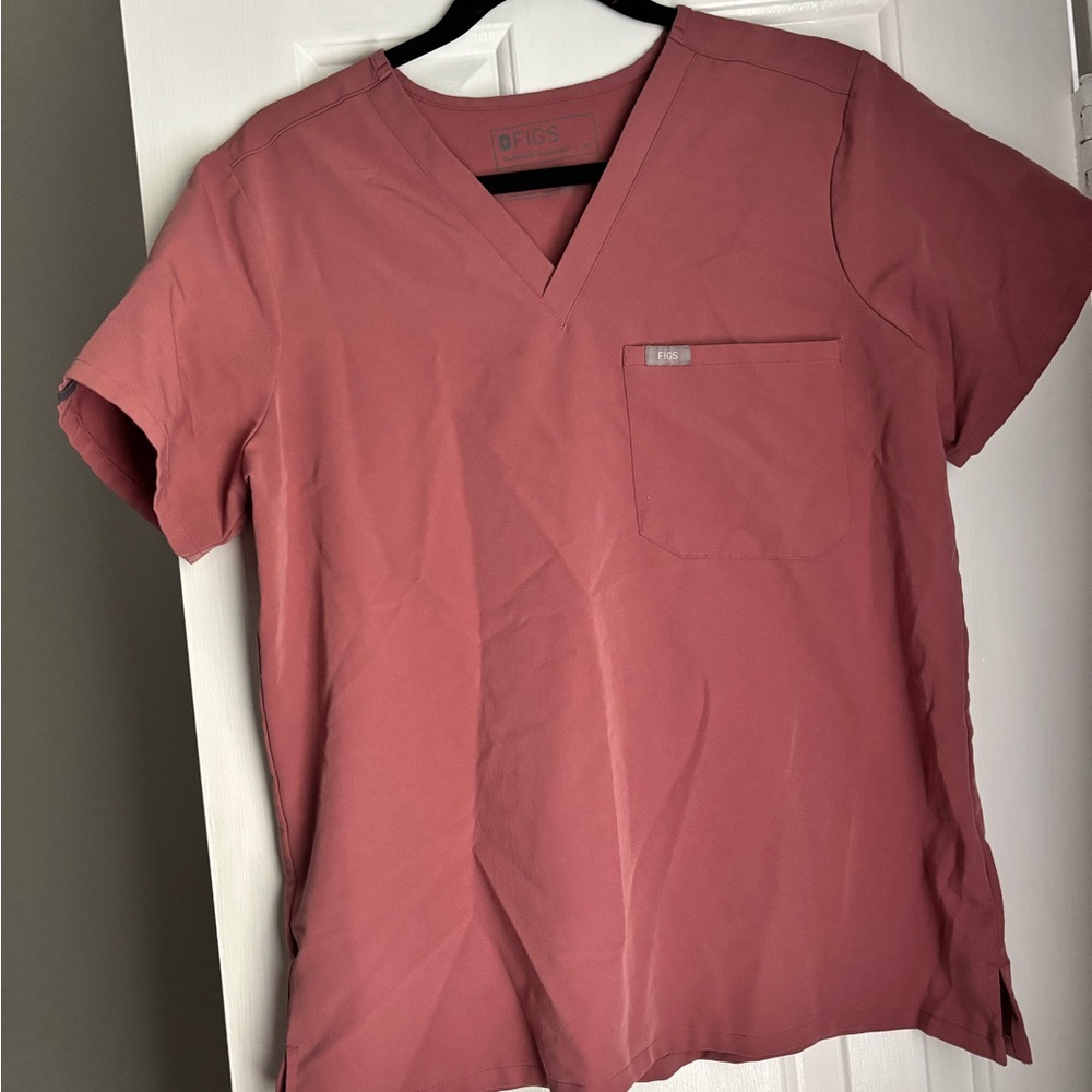 Figs Women's V-Neck Tunic Top in Dusty Rose